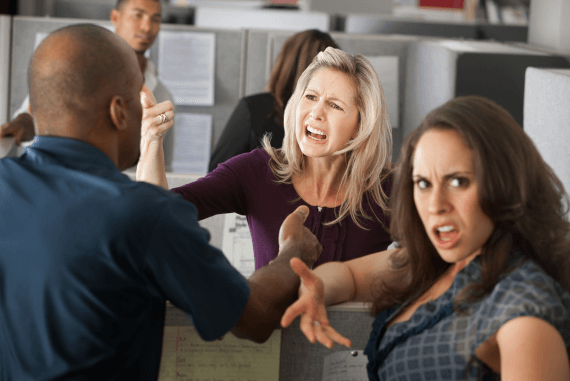 Colleagues and co-workers in a business arguing with each other