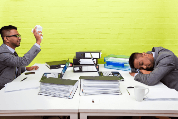 Two employees slacking off at work